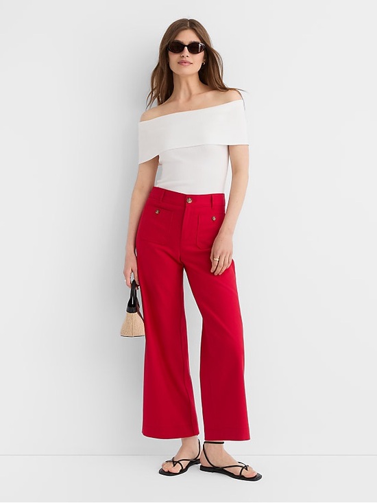 LOFT Pants - LOFT Palmer Wide Leg Crop Red pants, size 0